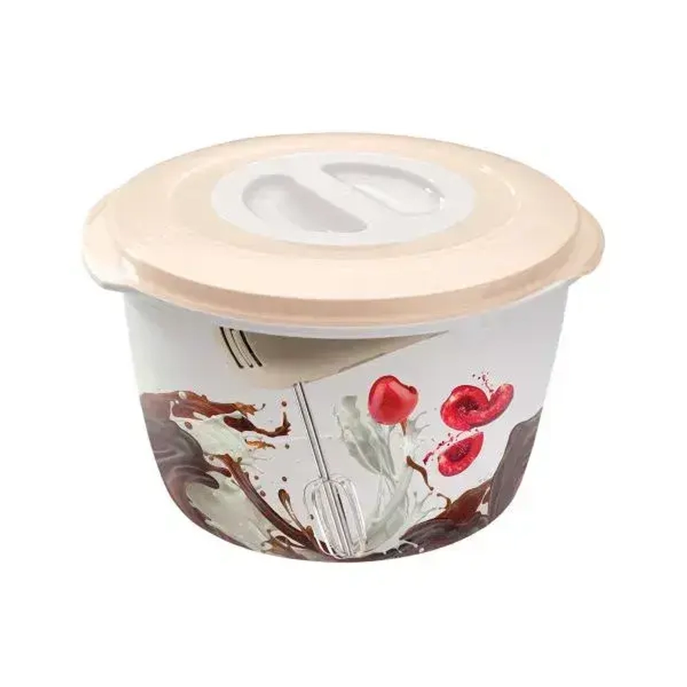 Емкость для миксера (Блендера) с декором 2,0 л Бежевый