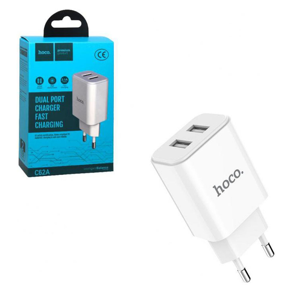 СЗУ USB Hoco C62A (10.5W, 2 порта) Белый