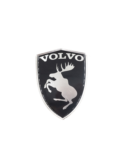 Наклейка Лось/Volvo щит черная объемная полиуретановая (шильдик Вольво 10х7 см)