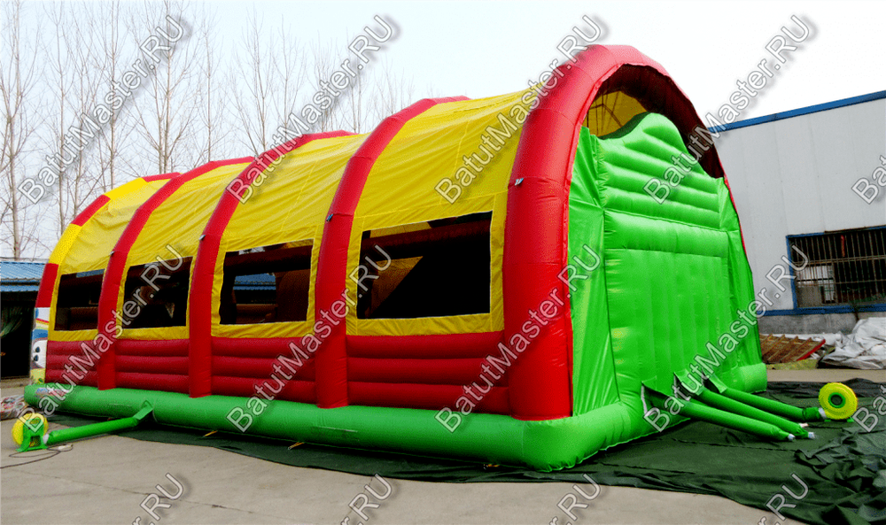 Надувной батут "Страна Сафария-2" с крышей и высокими горками 13*7*6 м