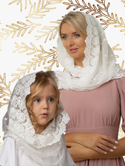 Набор церковных шарф-снуд "Фрезия" для мамы и дочки