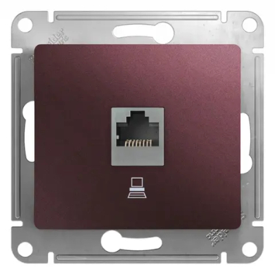 GLOSSA РОЗЕТКА компьютерная RJ45 кат.5Е, механизм, БАКЛАЖАНОВЫЙ