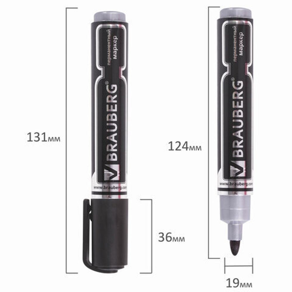 Маркер перманентный (нестираемый) BRAUBERG "Neo", ЧЕРНЫЙ, утолщенный круглый наконечник, 5 мм, 150480