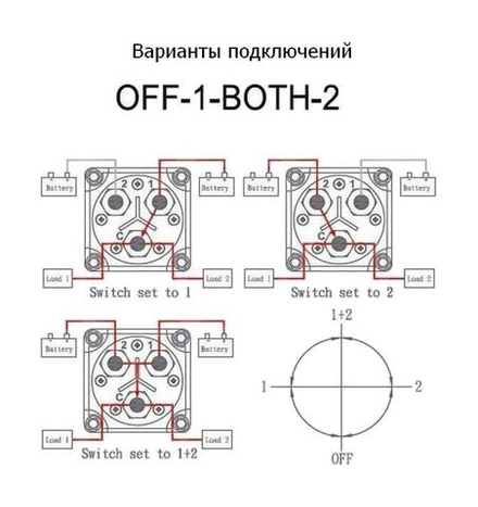 Выключатель массы "OFF-1-BOTH-2" (2 АКБ) 300А