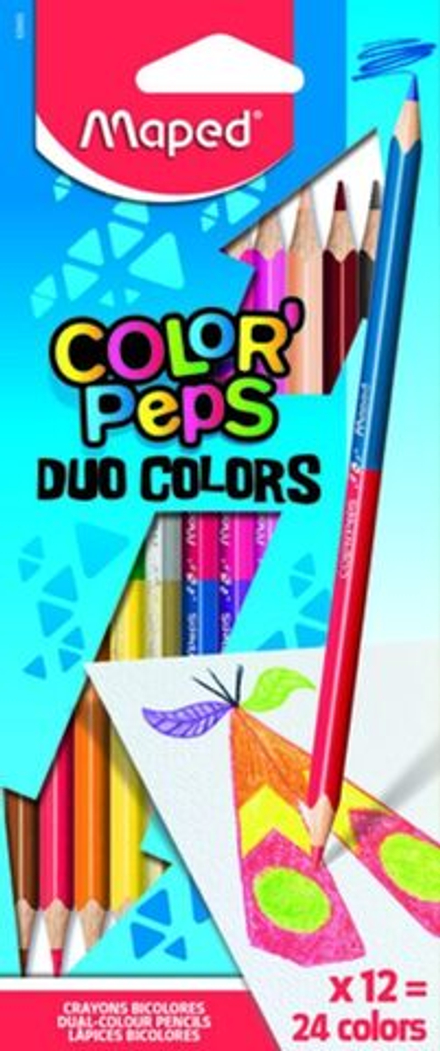 Карандаши цвет. двусторонние 12шт/24цв  Maped Color Peps трехгранные, ударопрочные