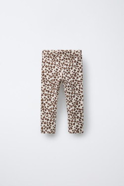 ZARA ЛЕГИНСЫ ИЗ ТКАНИ В РУБЧИК С ПРИНТОМ, РЫЖЕВАТО-КОРИЧНЕВЫЙ