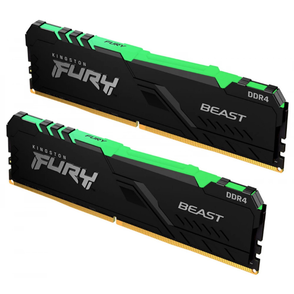 Оперативная память Kingston DDR4 32Gb (2x16Gb) 3600 MHz pc-28800 FURY Beast Black RGB (KF436C18BBAK2/32)
