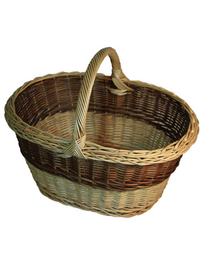 Корзина грибная для походов в лес, для дачи и сада, овальная, 5 литров, длина 32 см, ширина 26 см, высота 12,5 см, высота с ручкой 25,5 см