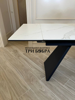 Кухонный раскладной стол "Хилтон", белый мрамор