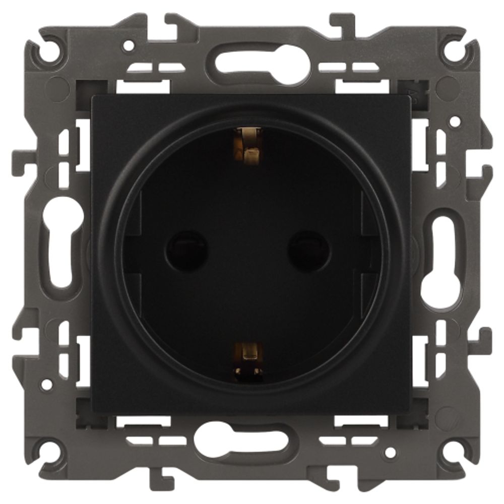Розетка ЭРА Elegance 14-2101-05 с заземлением 2P+E Schuko 16A-250В IP20 антрацит