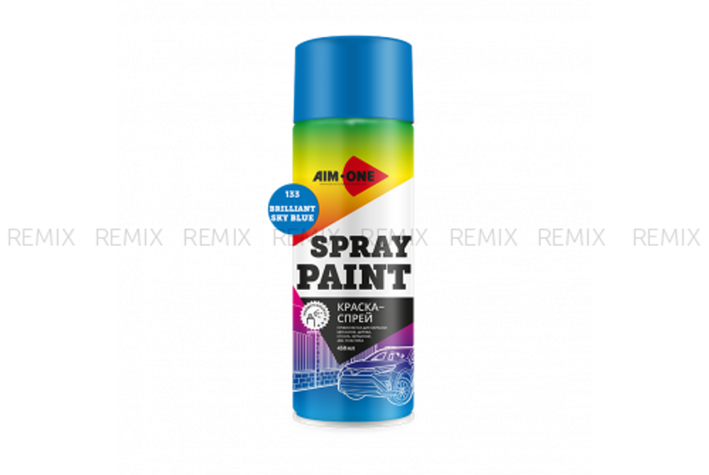 Краска-спрей бриллиантово-голубая  AIM-ONE 450 мл (аэрозоль).Spray paint sky blue  450ML SP-BSB133