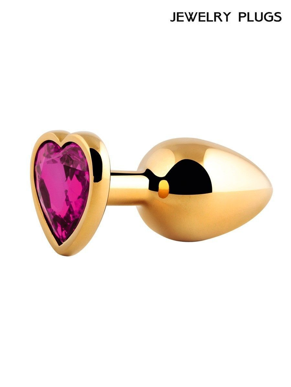 Золотистая анальная пробка с малиновым кристаллом - 9 см. (Цвет: малиновый)