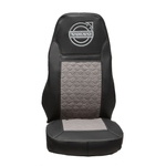 Чехлы VOLVO FH-13 после 2018 года: 2 высоких сиденья, ремни из сиденья (есть вырезы под ремень) (экокожа, черный, серая вставка)