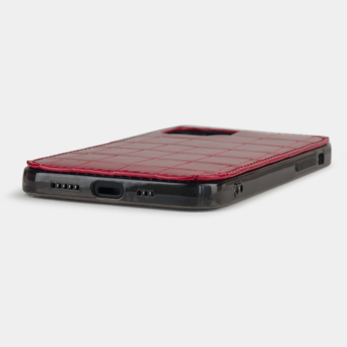 Special order: Накладка для iPhone 12/12Pro из кожи крокодила, цвета красный лак