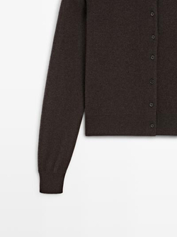 Massimo Dutti Кардиган из 100% шерсти, коричневый