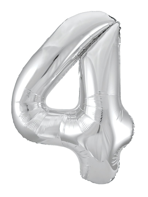 Фольгированный шар Цифра 4 Slim серебро 102 см