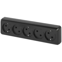 Розетка Intro Quadro 2-209-05 пятерная без заземления 5х2P 16А-250В IP20 ОУ антрацит | Intro