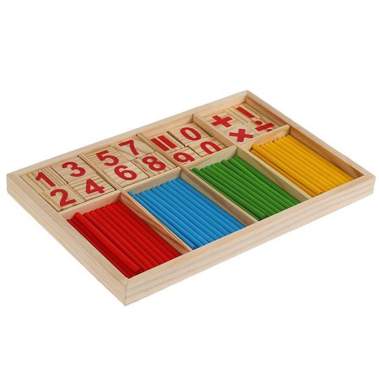 Деревянная игрушка «Синий трактор. Счётный набор» в кор. Буратино