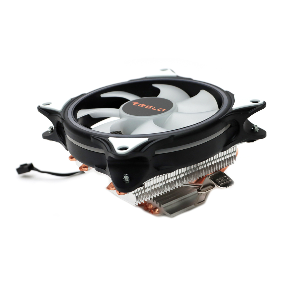 Кулер для CPU TESLA 1040RGB, 1х120мм, 1600rpm, 3-pin, Al+Cu, серебристый-черный-белый/RGB, 51.3CFM, 25.1дБ, 4-PIPE(прямой контакт), TDP 155Вт, INTEL 1700/1200/115x/775/1366, AMD AM5/AM4/AM3(+)/AM2(+)/FM2(+)/FM1/754/940/939 (TSL-1040-RGB)
