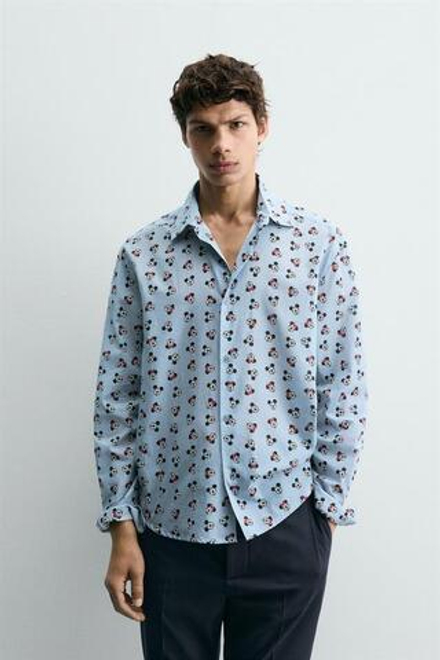 ZARA HARRY LAMBERT X DISNEY РУБАШКА MINNIE + MICKEY MOUSE, ИНДИГО