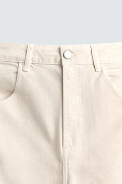 ZARA БРЮКИ КАРГО BAGGY FIT СО ШВАМИ, ЭКРЮ