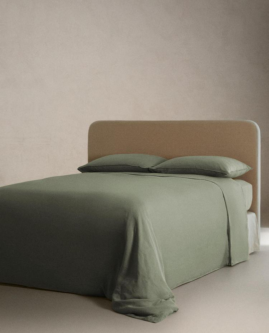 ZARA HOME ОДНОТОННЫЙ ПОДОДЕЯЛЬНИК, ЗЕЛЕНЫЙ