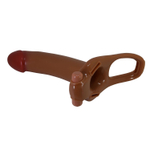 Мужской полый страпон с насадкой цвета карамели Bradden - 17,1 см. (Цвет: карамель (темно-бежевый))