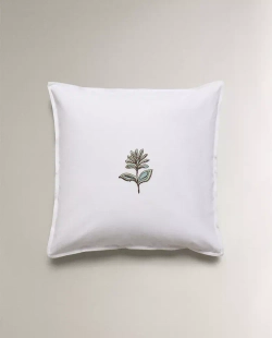 ZARA HOME НАВОЛОЧКА ДЛЯ ДЕКОРАТИВНОЙ ПОДУШКИ С ЦВЕТОЧНОЙ ВЫШИВКОЙ, ЖЕЛТОВАТО-БЕЛЫЙ