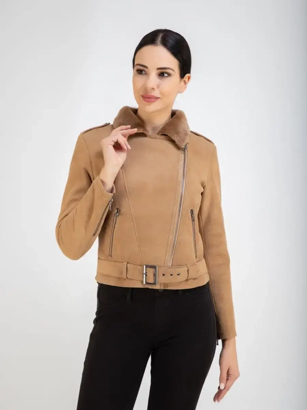 Дубленка авиатор натуральная автоледи Турция