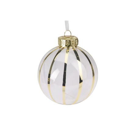 Шар с перьями золото стекло 8 см