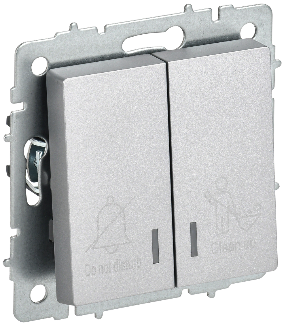 BRITE Выключатель 2-клавишный с индикацией для отелей 10А ВС10-2-9-БрА алюминий IEK