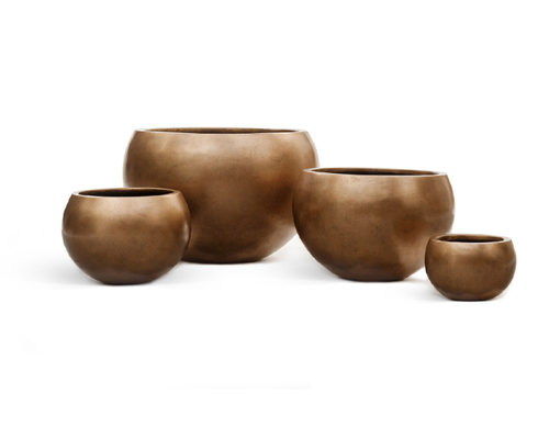 Кашпо TREEZ Effectory Metal Полусфера Тёмное матовое золото д-32 см, в-23 см 41.3318-04-016-BRS-32