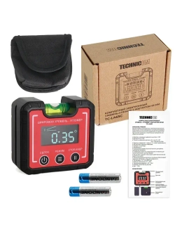 Компактный электронный уровень-угломер с магнитом 65 мм TECHNICOM TC-LA65C - 0-360, ЖК дисплей, 2 магнита, автокалибровка, автоотключение