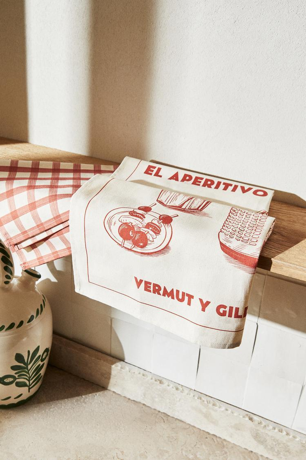 ZARA HOME КУХОННОЕ ПОЛОТЕНЦЕ С РИСУНКОМ ЗАКУСОК (КОМПЛЕКТ ИЗ 2 ПРЕДМЕТОВ),  ЭКРЮ