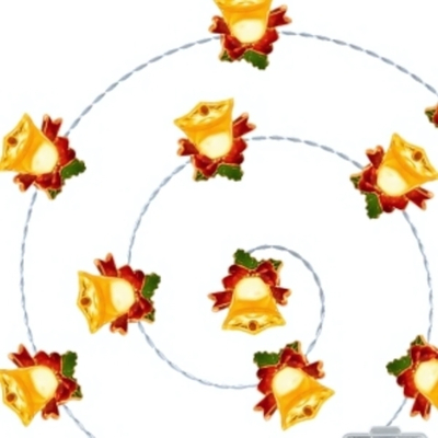 Гирлянда для дома «Колокольчик»(2*2см) на батарейках 2,0 м 20 ламп LED, 1 реж., IP-20, Теплый белый (батарейки CR2032)