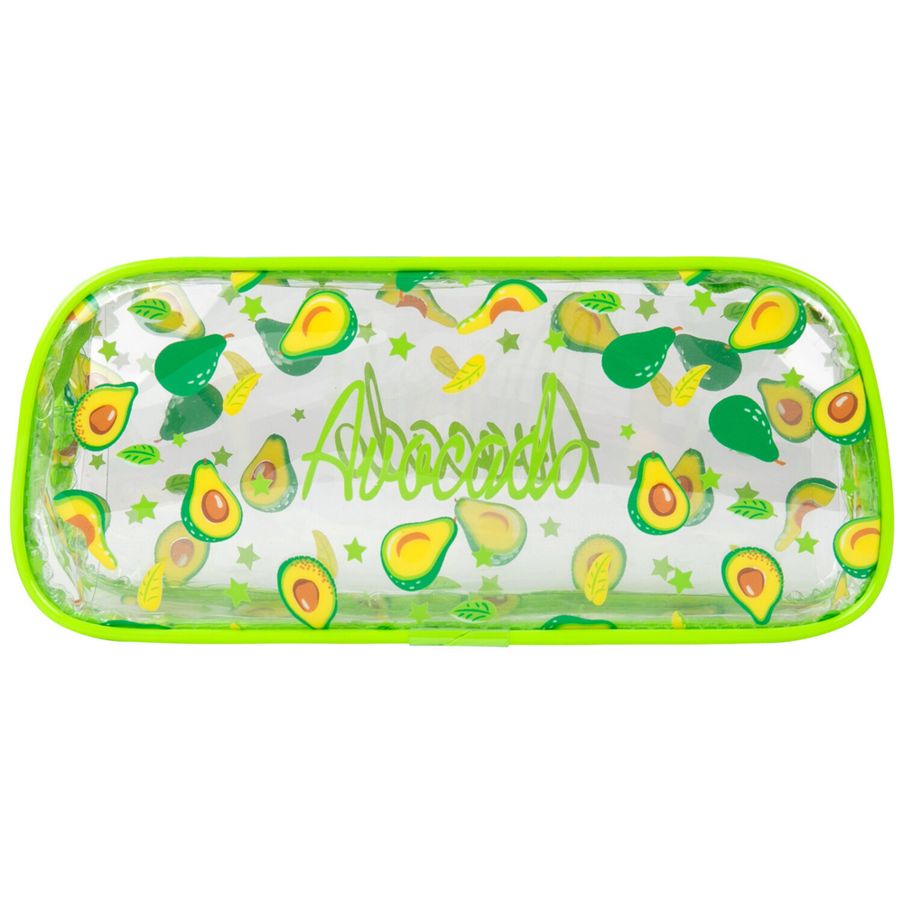 Пенал-косметичка BRAUBERG LUCENT на молнии прозрачный "Avocado" 21х5х9 см (2 штуки в упаковке)