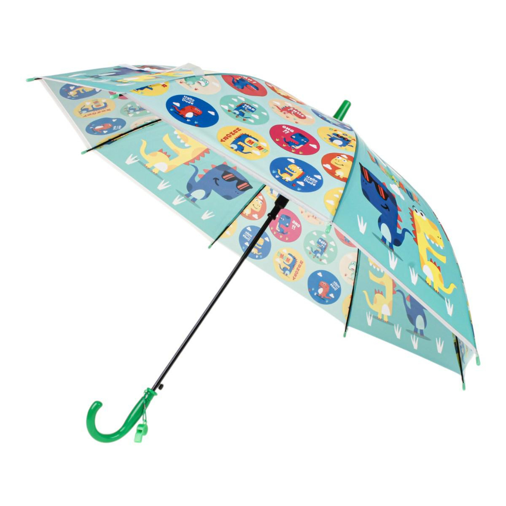 Зонт Динозаврики зеленый, д-50 см, длина 62 см, с-30187