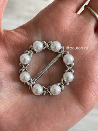 Пряжка жемчуг серебро 22,5 мм