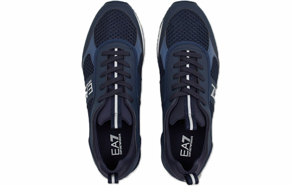 EMPORIO ARMANI Armani polyester (polyester fiber) mesh lace-up shock absorption, non-slip, wear-resistant low-cut casual shoes for men and women the same navy blue