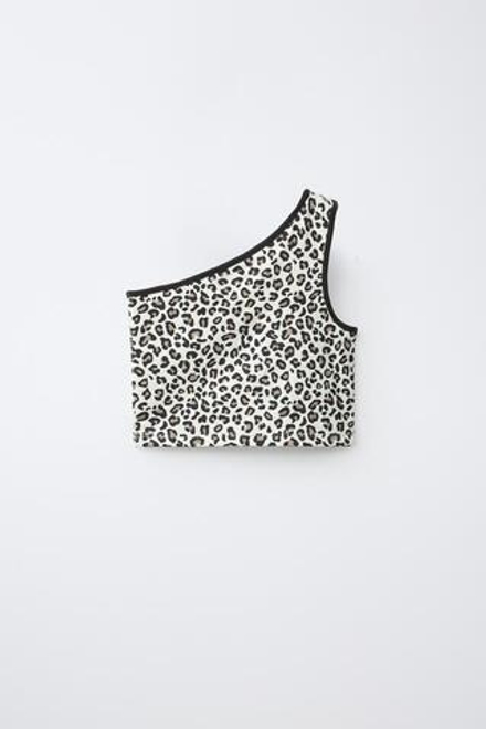 ZARA ТОП С АСИММЕТРИЧНЫМ АНИМАЛИСТИЧЕСКИМ ПРИНТОМ, ЛЕОПАРДОВЫЙ
