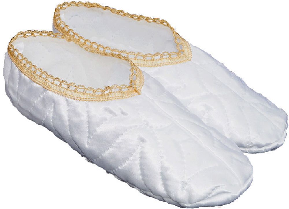 Тапочки для похорон "атлас стеганные" Тапочки для похорон "атлас стеганные"