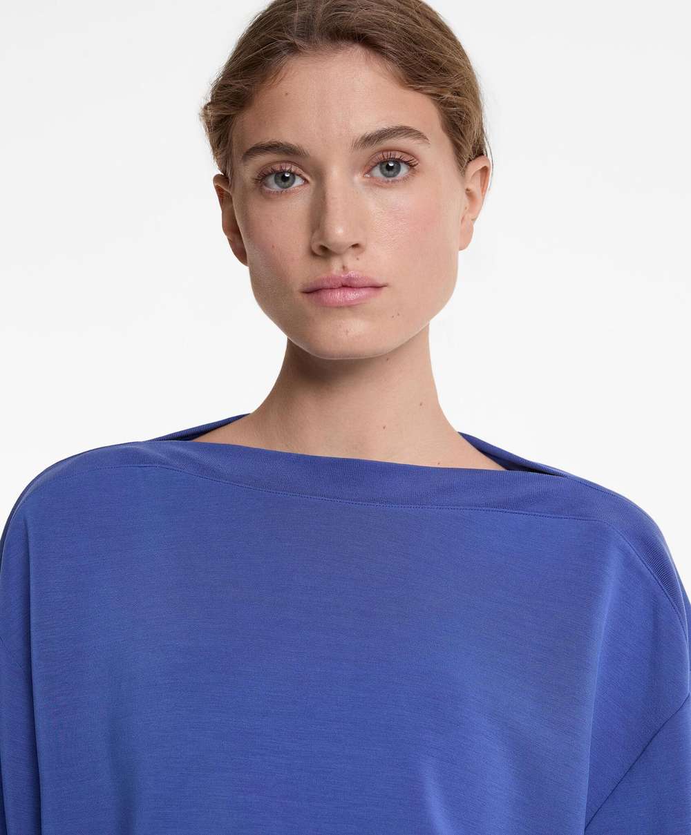 Oysho Толстовка Soft Touch с вырезом-лодочкой и модалом, синий