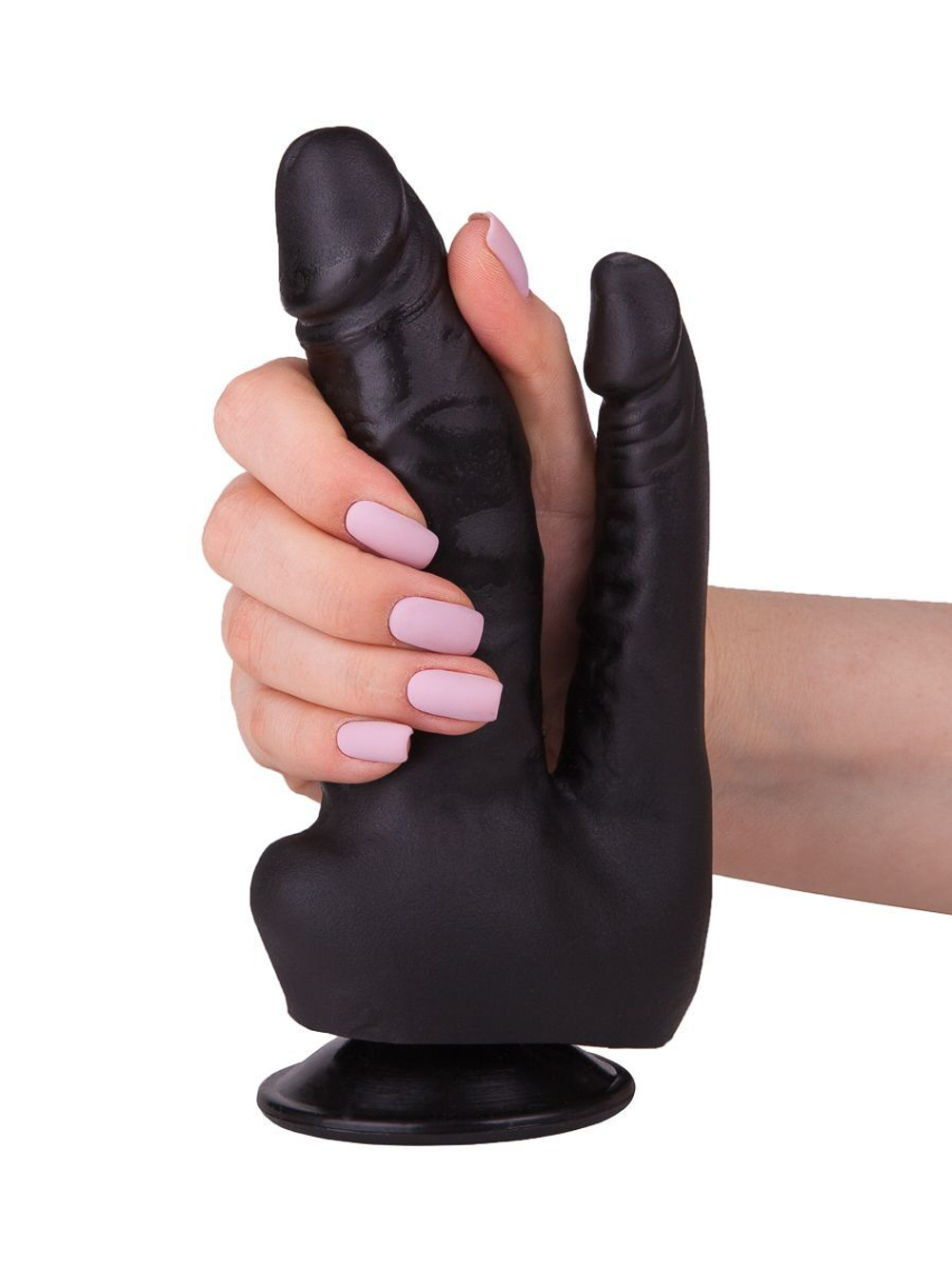 Двойной фаллоимитатор LOVETOY на присоске, 17 см, черный