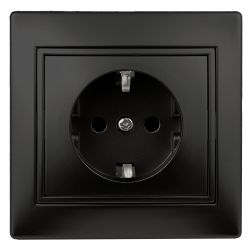 Розетка Intro Plano 1-206-05 с заземлением 2P+E Schuko со шторками 16А-250В IP20 СУ антрацит | 