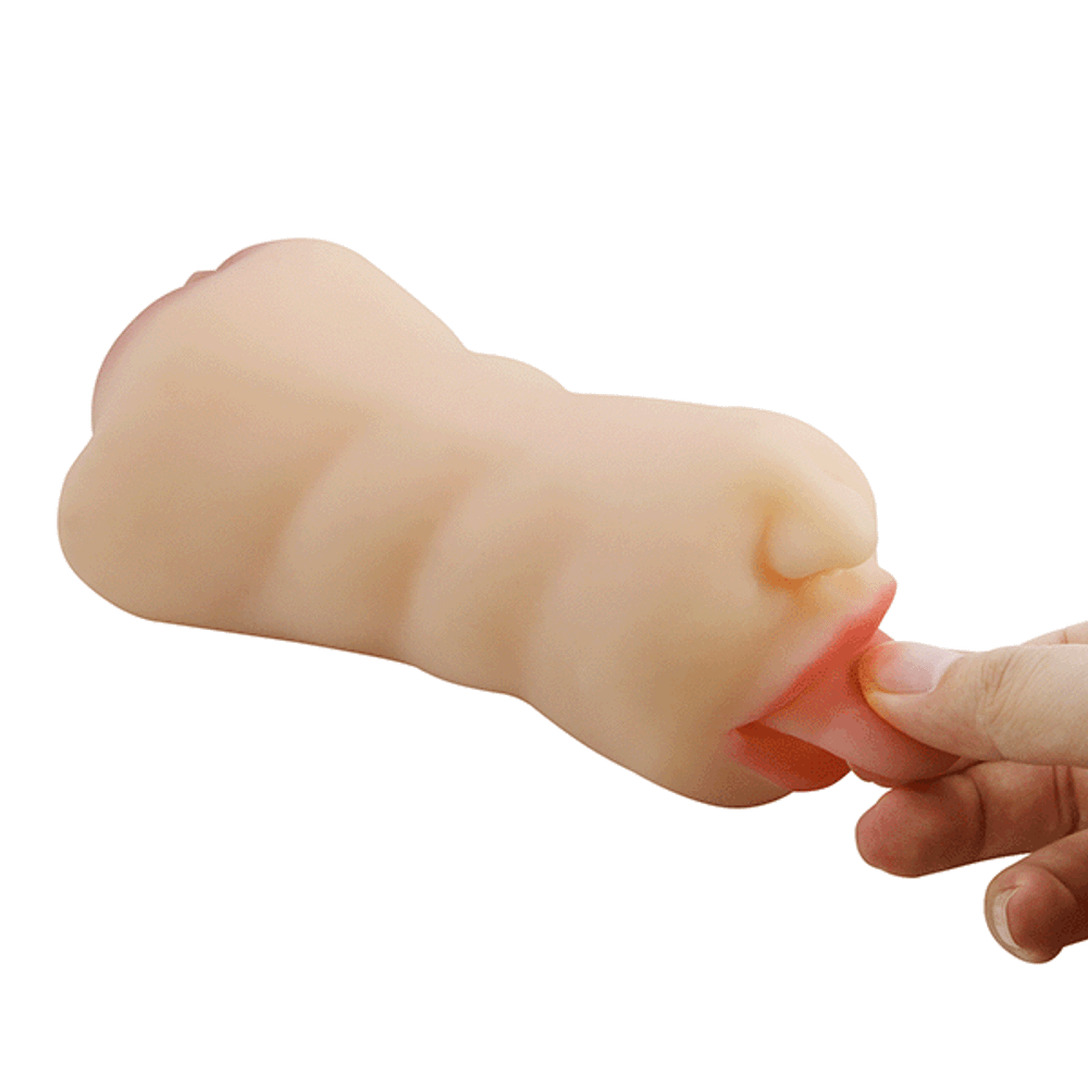 Телесный двустороний мастурбатор 18см ротик-вагина Pretty Love Crazy Bull Sarah Premium Dual Channel Male Masturbatur BM-009240N