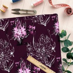 Ткань оксфорд 600 бело-розовые воздушные растения