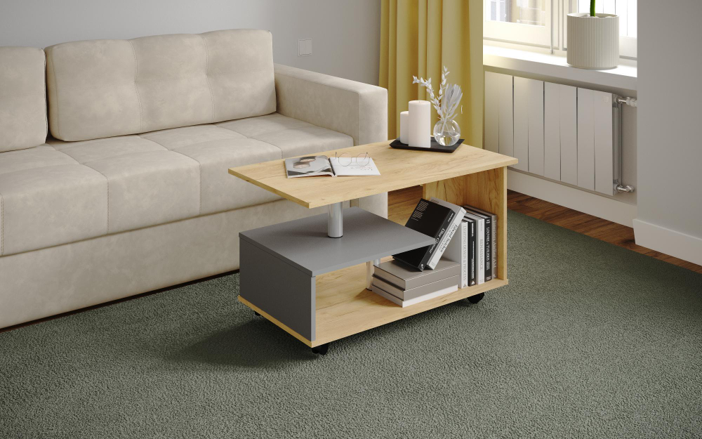 Журнальный стол Консул-5, Дуб крафт золотой, графит серый