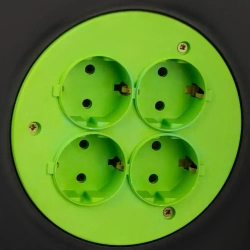 Удлинитель силовой на катушке Intro RPE4300 30м c заземлением 4 розетки ПВС 3х1мм, строительный садовый для газонокосилки и триммера