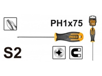 Отвертка крестовая PH1x75 мм INGCO HS68PH1075 INDUSTRIAL