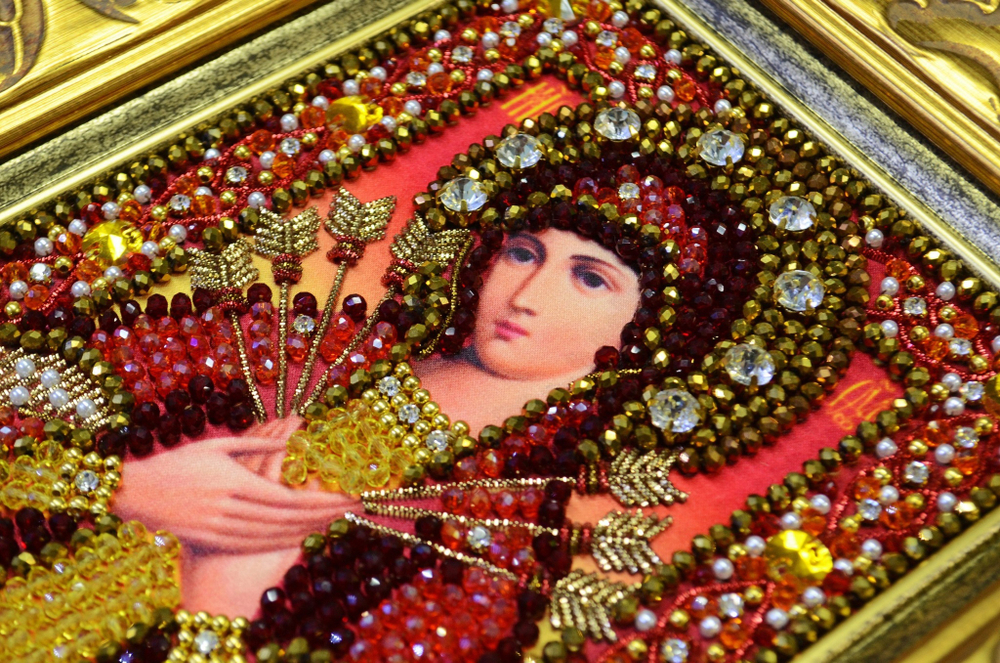 Принт-И5а Ткань с нанесенной авторской схемой Богородица Семистрельная